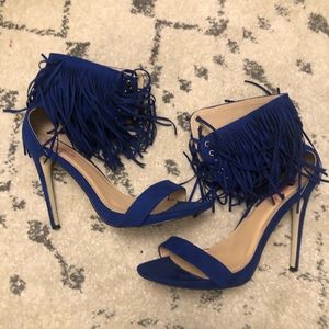 Blue Fringe Heels